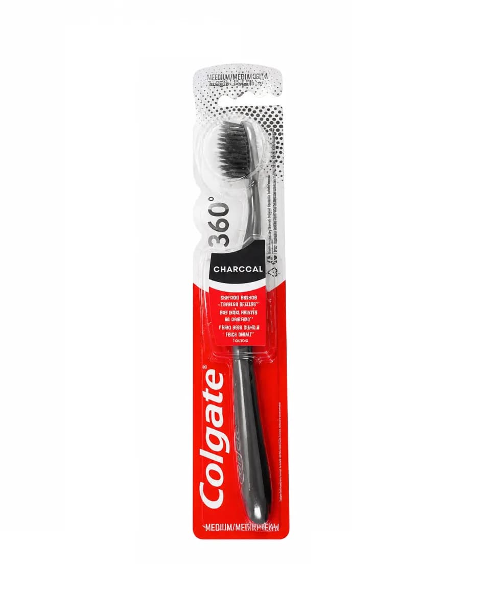 مسواک زغالی کلگیت مدل 360° Charcoal (متوسط) | پاکسازی عمیق و حذف باکتری‌ها