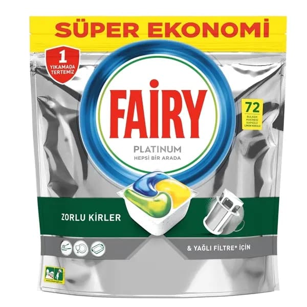 قرص ماشین ظرفشویی فیری platinum بسته 72 عددی
