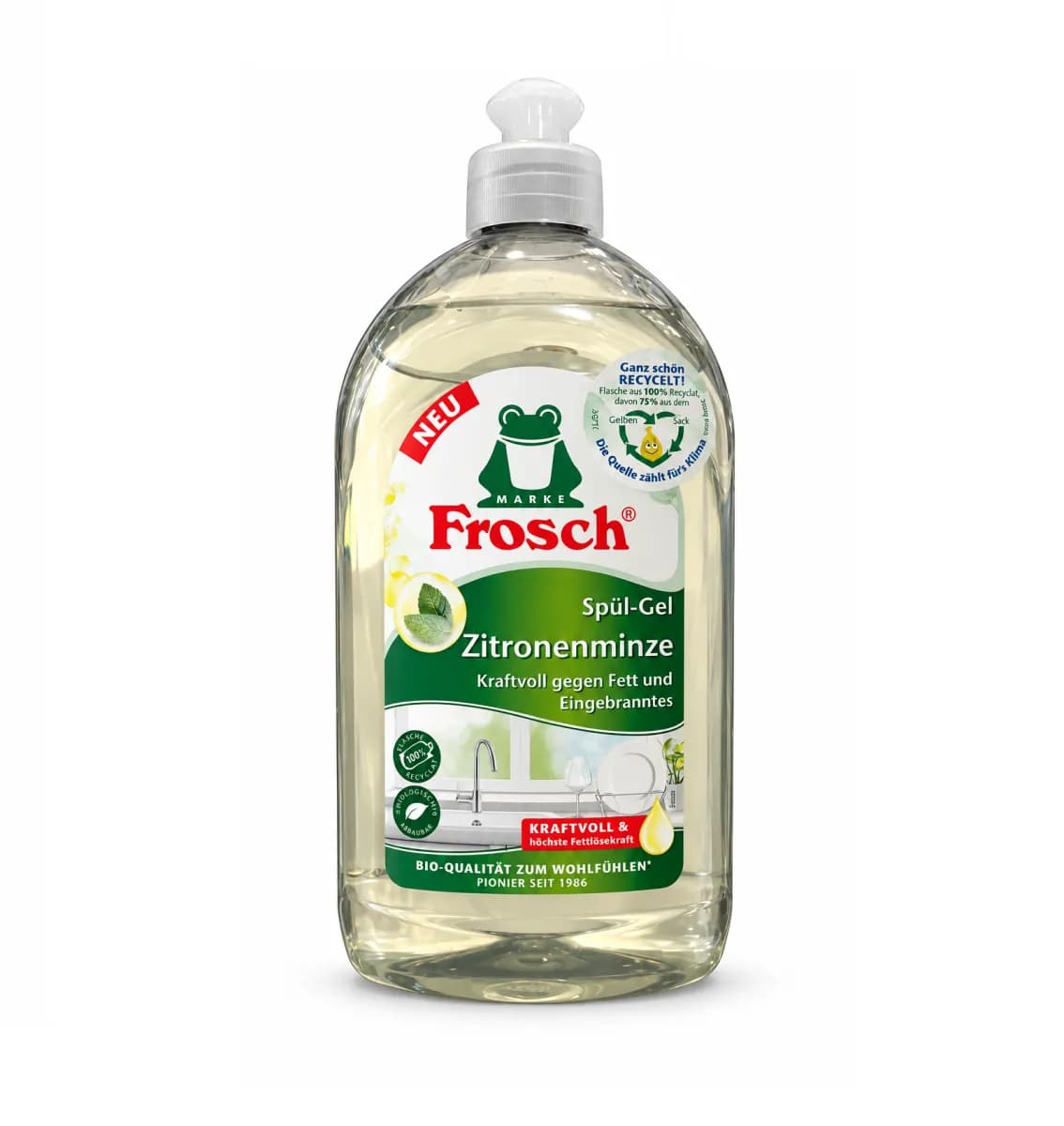 مایع ظرفشویی دستی فراش (Frosch) مدل لیمو و نعناع 500 میل