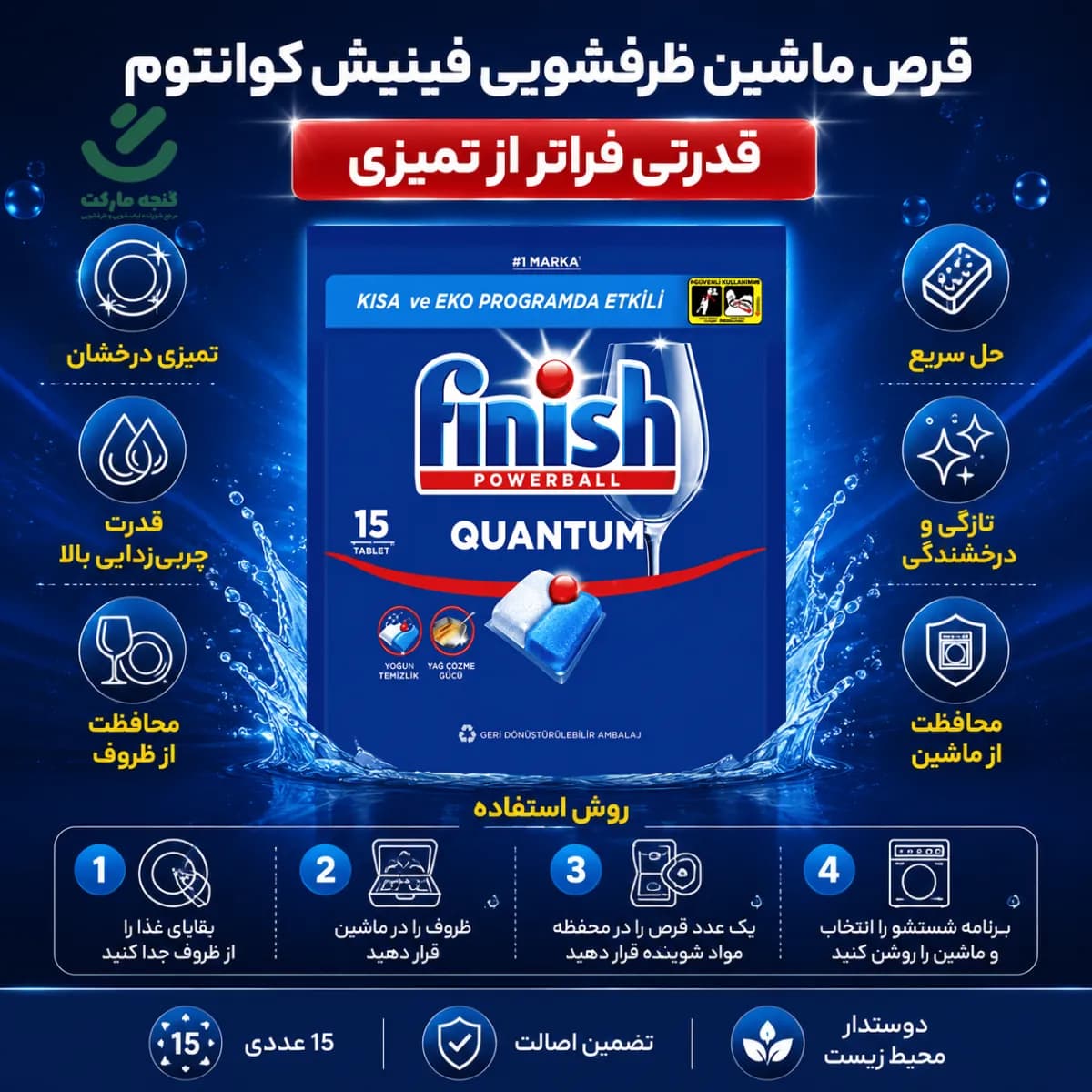 قرص ماشین ظرفشویی فینیش کوانتوم 15 عددی